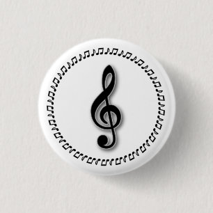 Badge Rond 2,50 Cm Conception de notes de musique Treble Clef