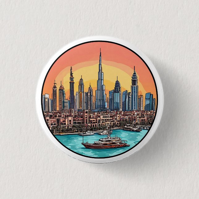 Badge Rond 2,50 Cm Conception de voyage moderne de la skyline de la v (Devant)