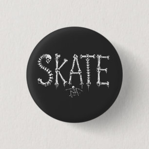 Badge Rond 2,50 Cm Conception d'horreur de skate squelette