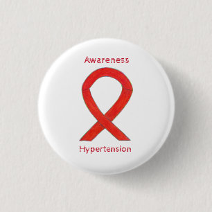 Badge Rond 2,50 Cm Connaissance de l'hypertension (HTN) Ruban rouge É