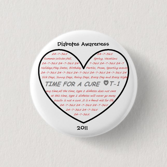 Badge Rond 2,50 Cm Conscience 2011 de diabète (Devant)