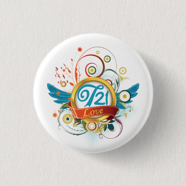 Badge Rond 2,50 Cm Conscience de syndrome de Down (Devant)
