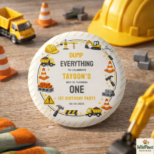 Badge Rond 2,50 Cm Construction 1er Anniversaire   Fête de camion de 