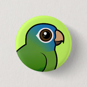 Badge Rond 2,50 Cm Conure Bleu-couronné