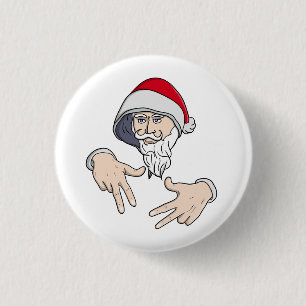 Badge Rond 2,50 Cm Cool Gangsta Hip hop Rap de la main Père Noël