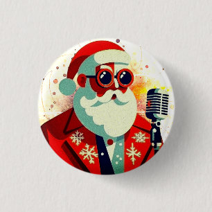 Badge Rond 2,50 Cm Cool rétro Père Noël