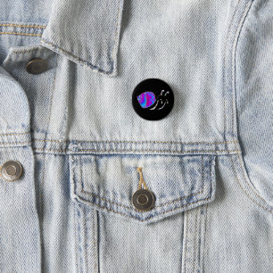 Badge Rond 2,50 Cm Coquille d'escargot fractée bleue et violette