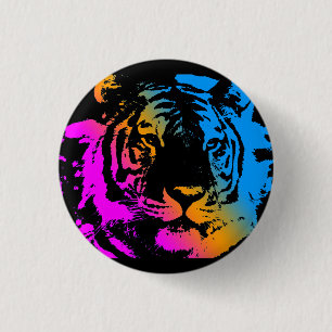 Badge Rond 2,50 Cm Corey Tiger 80s Nouveau Tiger Vague Visage