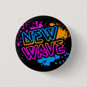Badge Rond 2,50 Cm Corey Tiger 80s Vintage New Wave Neon Splatter