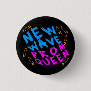 Badge Rond 2,50 Cm Corey Tiger 80s Vintage New Wave Prom Queen