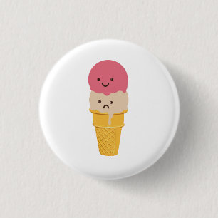 Badge Rond 2,50 Cm Cornet de crème glacée heureux et triste