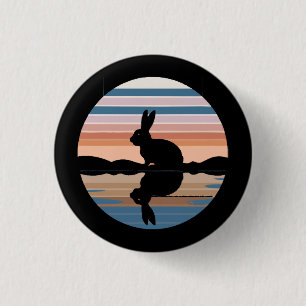 Badge Rond 2,50 Cm Coucher de soleil rétro de lapin