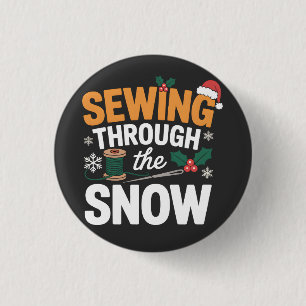 Badge Rond 2,50 Cm Coudre à travers la neige drôle de courtepointe de