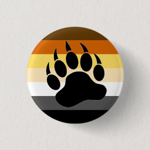 Badge Rond 2,50 Cm Couleurs rayures fière ourse Patte d'ours