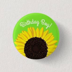 Badge Rond 2,50 Cm Coupe de tournesol 1er épingle de boutons d'anniv
