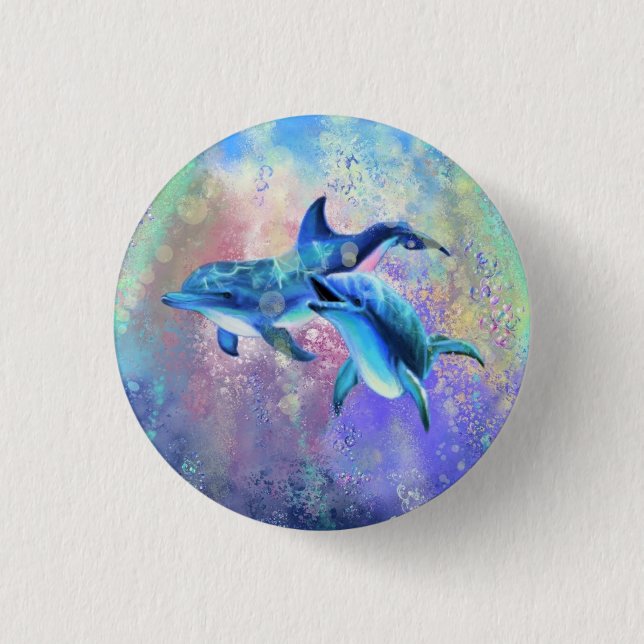 Badge Rond 2,50 Cm Couple dauphin - Beau (Devant)