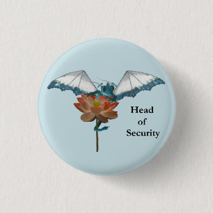 Badge Rond 2,50 Cm Coups d'oeil de dragon autour de fleur