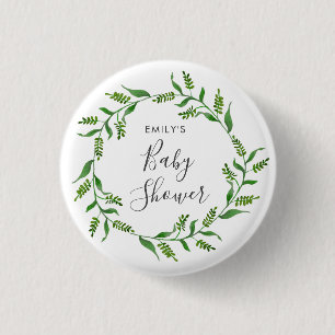 Badge Rond 2,50 Cm Couronne de verdure rustique Baby Shower