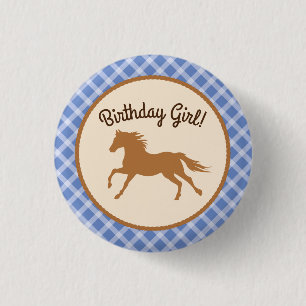 Badge Rond 2,50 Cm Cowboy Horse Pony Cute 1er Anniversaire Thème de 