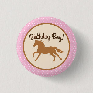 Badge Rond 2,50 Cm Cowgirl Horse Pony mignonne 1er anniversaire de fê