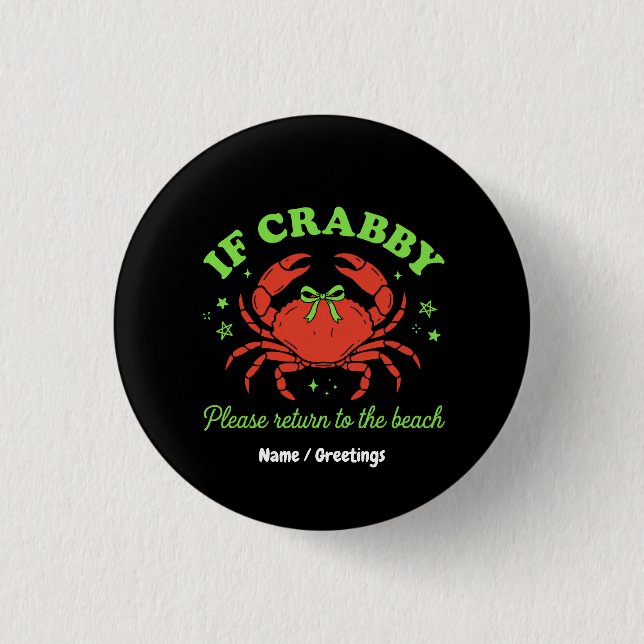 Badge Rond 2,50 Cm  Crabe de la Côte Sassy Esthétique Bow Vintage  (Devant)