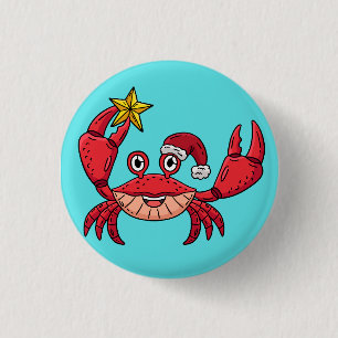 Badge Rond 2,50 Cm Crabe de Noël
