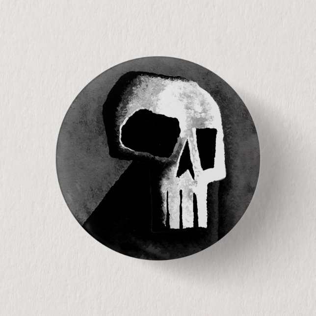 Badge Rond 2,50 Cm Crâne 15-Grey (Devant)
