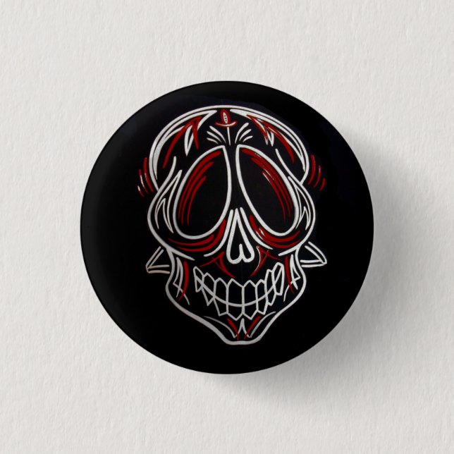 Badge Rond 2,50 Cm Crâne de sucre de rayure (Devant)