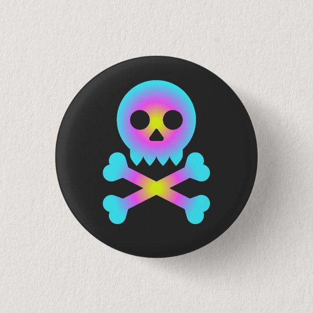 Badge Rond 2,50 Cm Crâne et os croisés (Devant)
