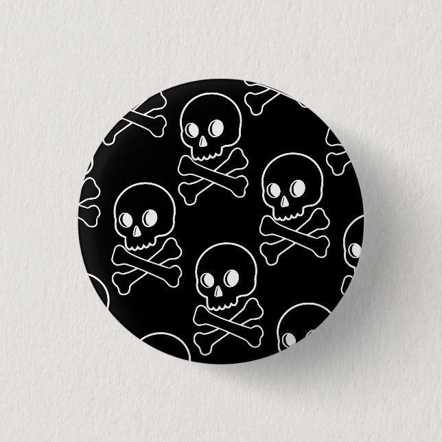 Badge Rond 2,50 Cm Crâne et os croisés (Devant)