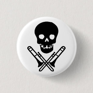 Badge Rond 2,50 Cm crâne et trombones