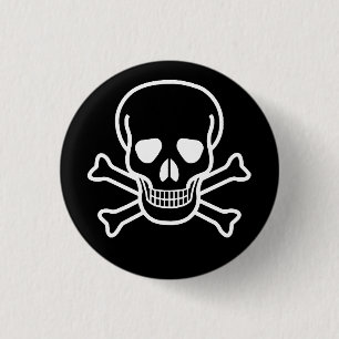 BADGE ROND 2,50 CM CRÂNE GOTHIQUE À OS CROISÉS