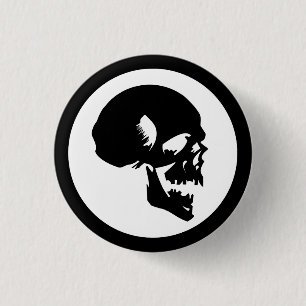 Badge Rond 2,50 Cm Crâne noir