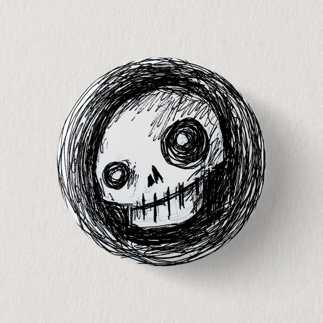 Badge Rond 2,50 Cm Crâne peu précis (Devant)