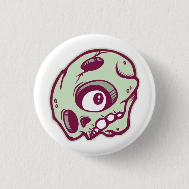 Badge Rond 2,50 Cm Crâne vert (Devant)