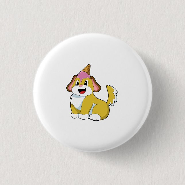 Badge Rond 2,50 Cm Crème glacée Chien avec gaufre (Devant)
