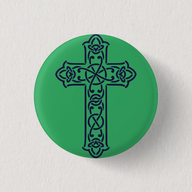 Badge Rond 2,50 Cm Croix celtique bleue (Devant)