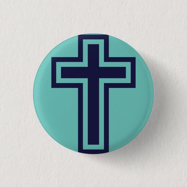 Badge Rond 2,50 Cm Croix chrétienne bleue différentes variantes (Devant)