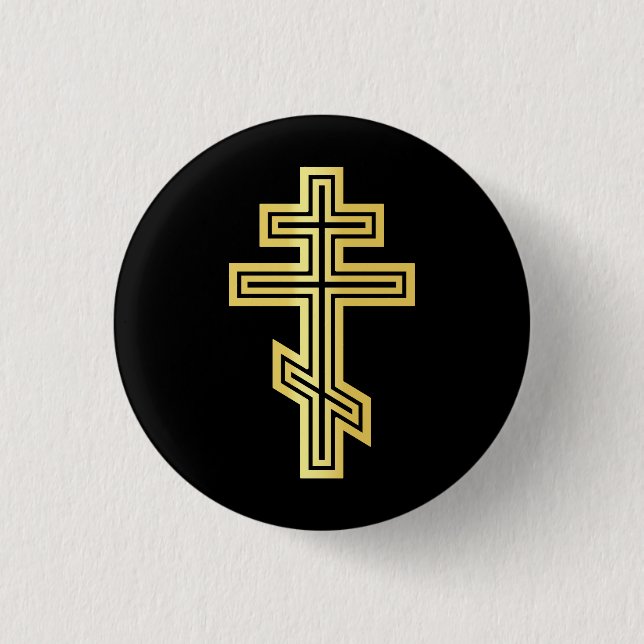 Badge Rond 2,50 Cm Croix chrétienne orthodoxe (Devant)