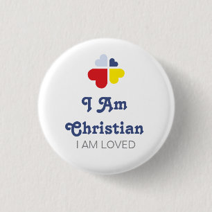 Badge Rond 2,50 Cm Croix de cœurs