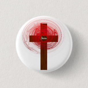 Badge Rond 2,50 Cm Croix de Jésus de bouton