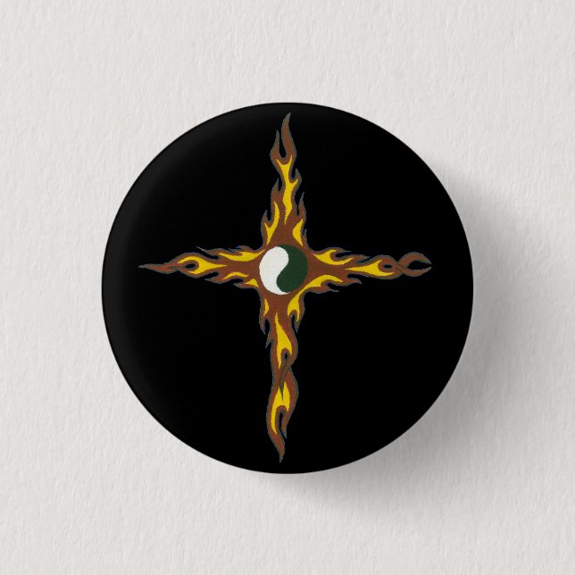 Badge Rond 2,50 Cm Croix du feu de Yin Yang (Devant)