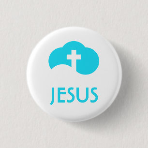Badge Rond 2,50 Cm Croix Nuage