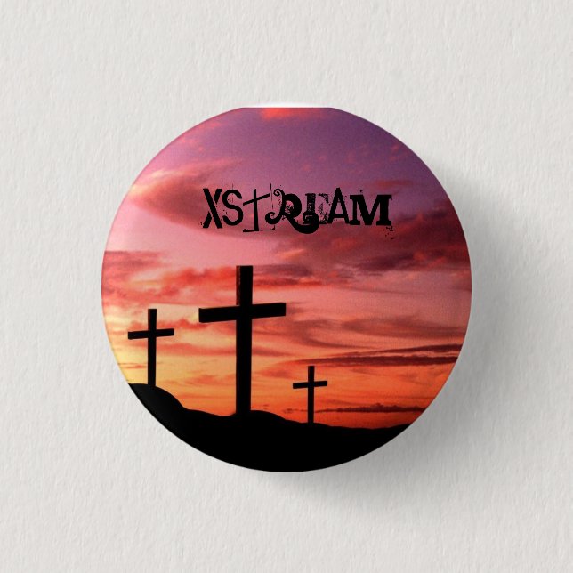 Badge Rond 2,50 Cm croix, Xstream. - Customisé (Devant)