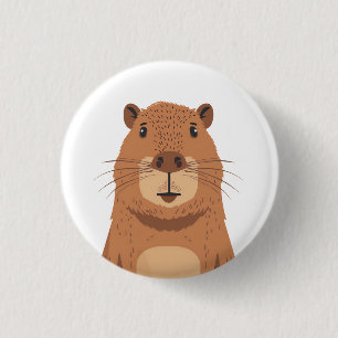 Badge Rond 2,50 Cm Curieux portrait Capybara