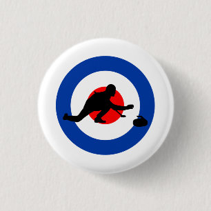 Badge Rond 2,50 Cm Curling Winter Glace Sport Curler Bullseye