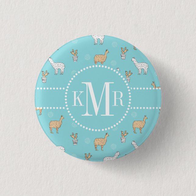 Badge Rond 2,50 Cm Cute Alpaca Llama Cactus Motif (Devant)
