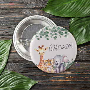Badge Rond 2,50 Cm Cute Aquarelle Safari Animaux Baby shower