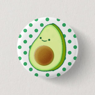 Badge Rond 2,50 Cm Cute Avocado Dessin Pois verts