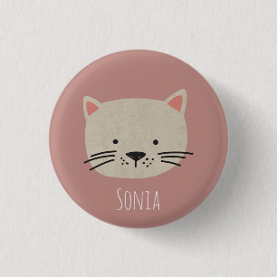 Badge Rond 2,50 Cm Cute face de chat Whimsical
